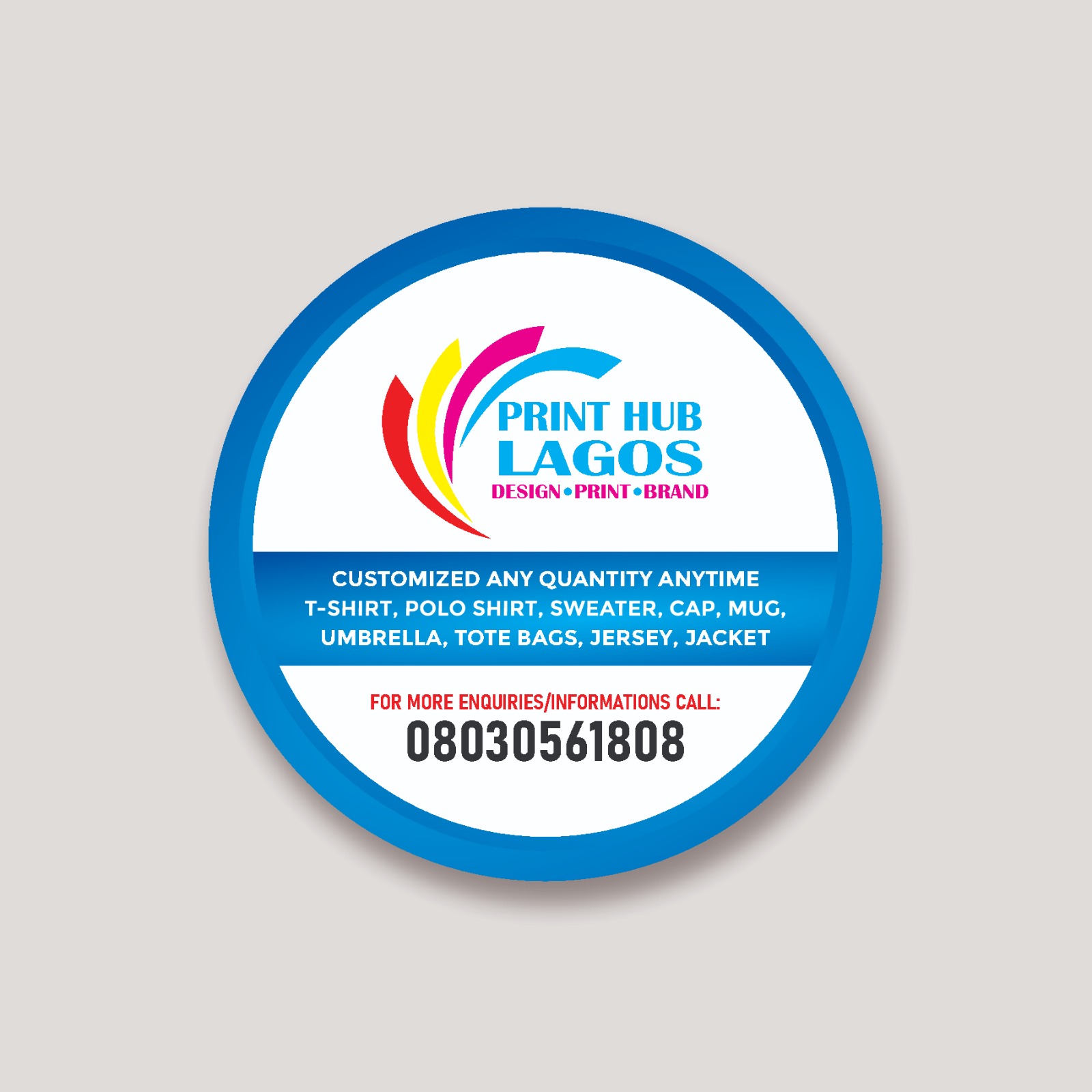 Order custom sticker printing in Lagos from Print Hub Lagos. Get quality product labels, waterproof stickers, packaging stickers and custom-shaped stickers in Lekki.