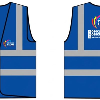 Custom branded reflective safety jacket with company logo and high-visibility reflective strips