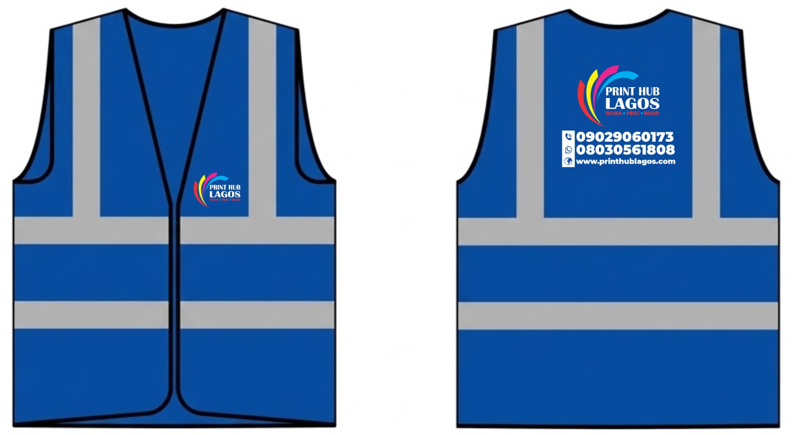 Custom branded reflective safety jacket with company logo and high-visibility reflective strips